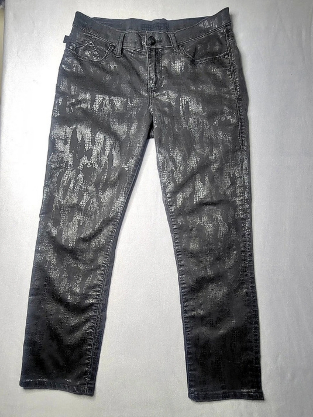 Rock & Republic Womens Berlin Straight Leg Jeans in Black Waist 12